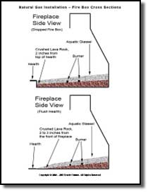 Cross Section of Fire Box to Aide in Understanding how FireGlass is Installed in your Natural Gas Fireplace